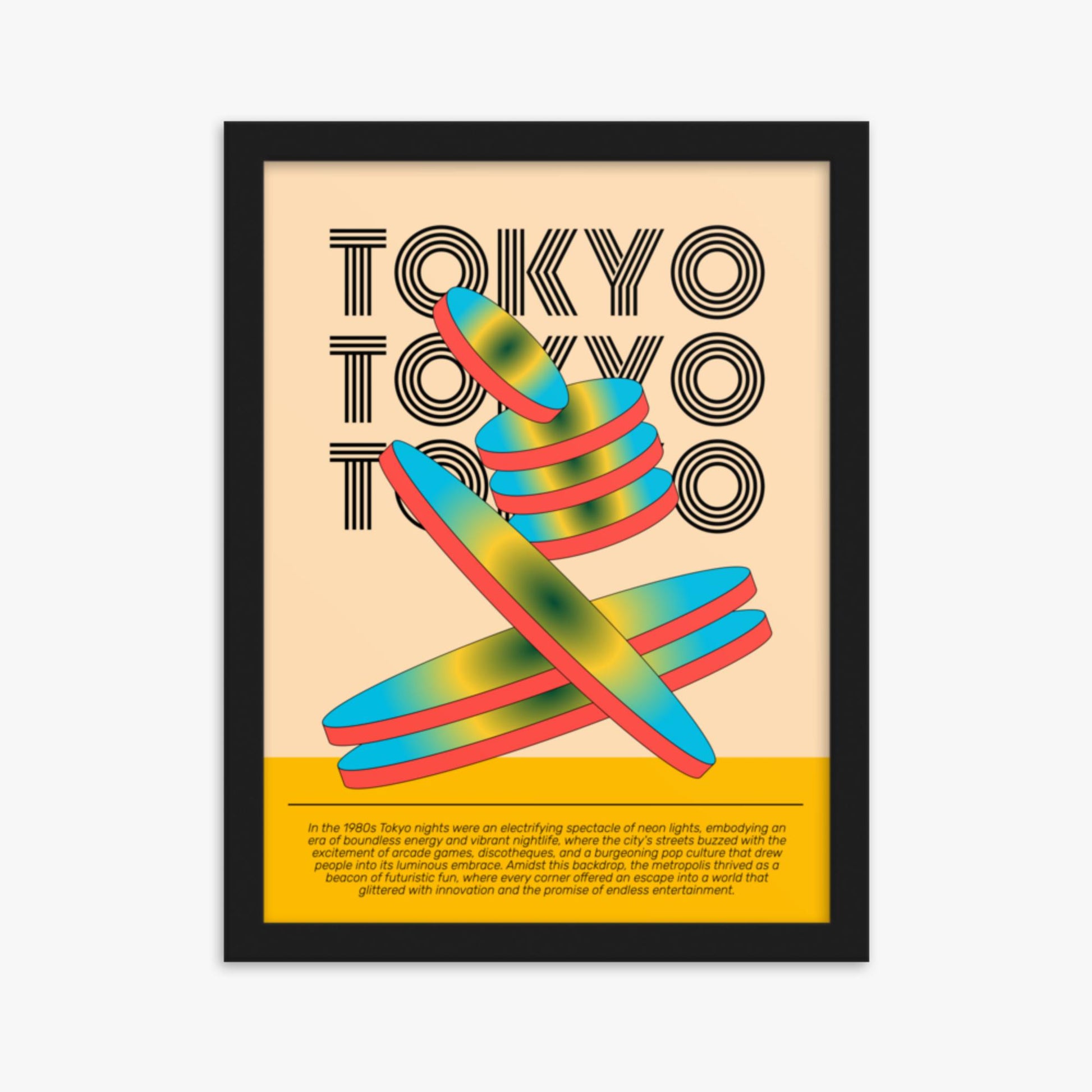 Modern illustration: Tokyo Neon 30x40 cm Poster With Black Frame Frame