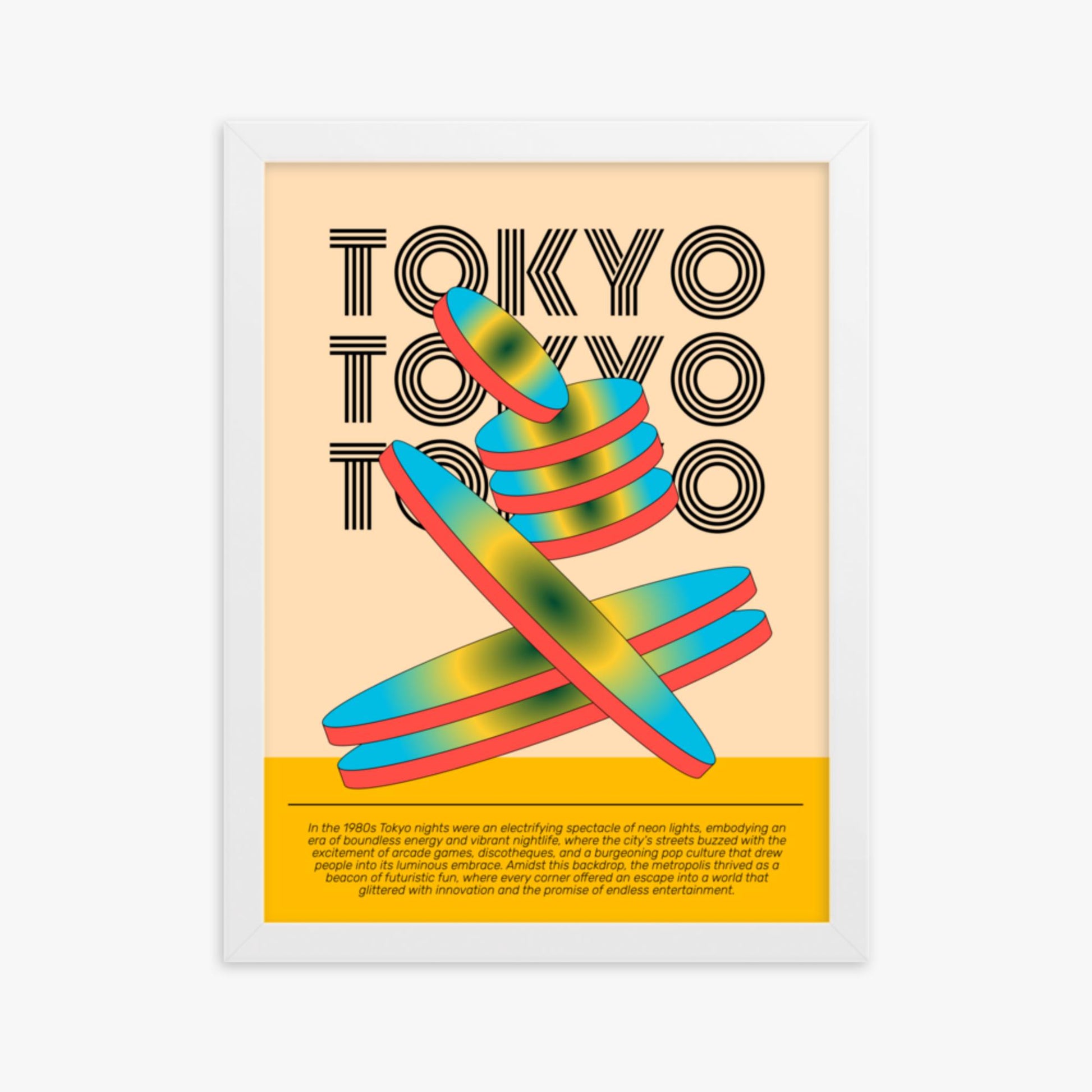 Modern illustration: Tokyo Neon 30x40 cm Poster With White Frame Frame