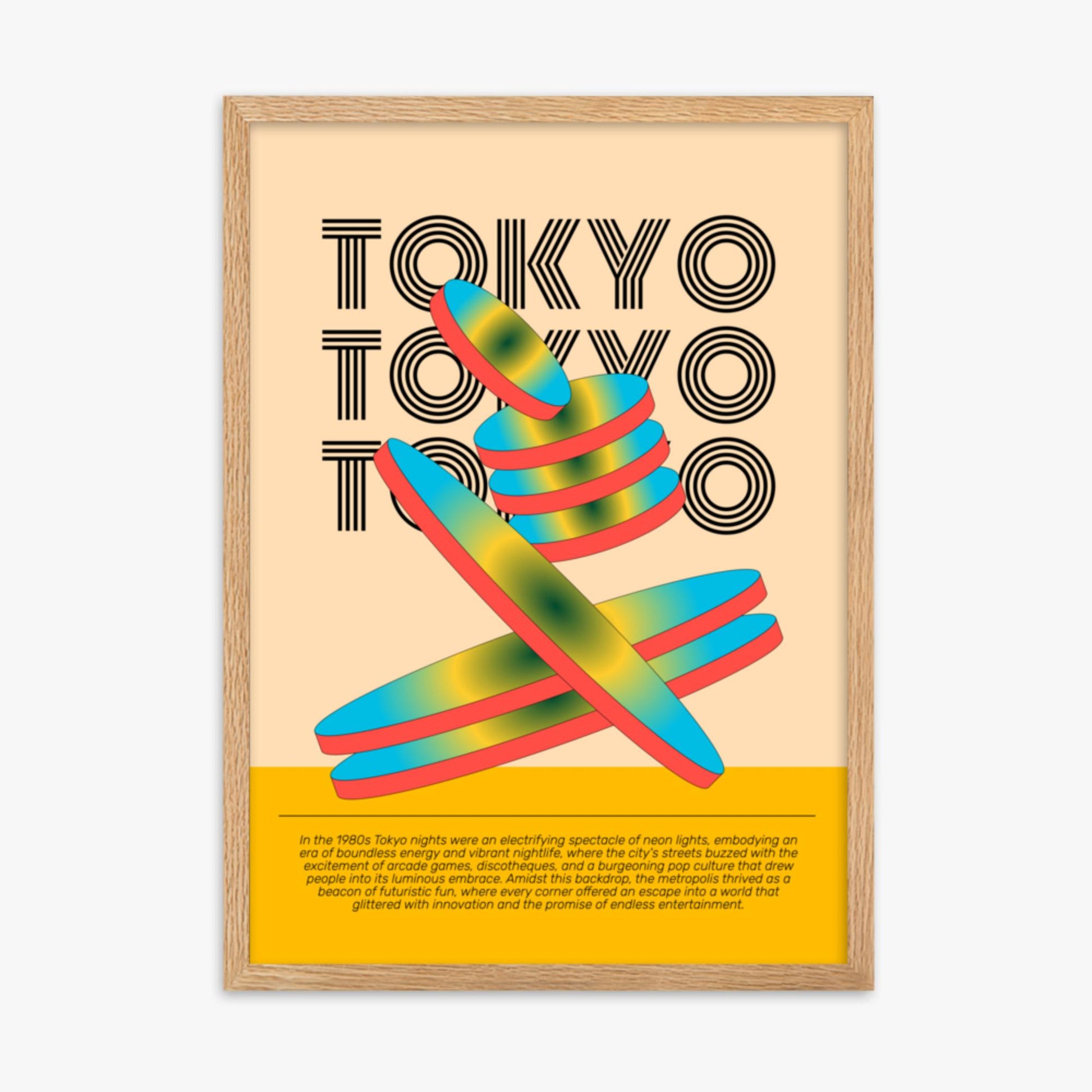 Modern illustration: Tokyo Neon 50x70 cm Poster With Oak Frame Frame