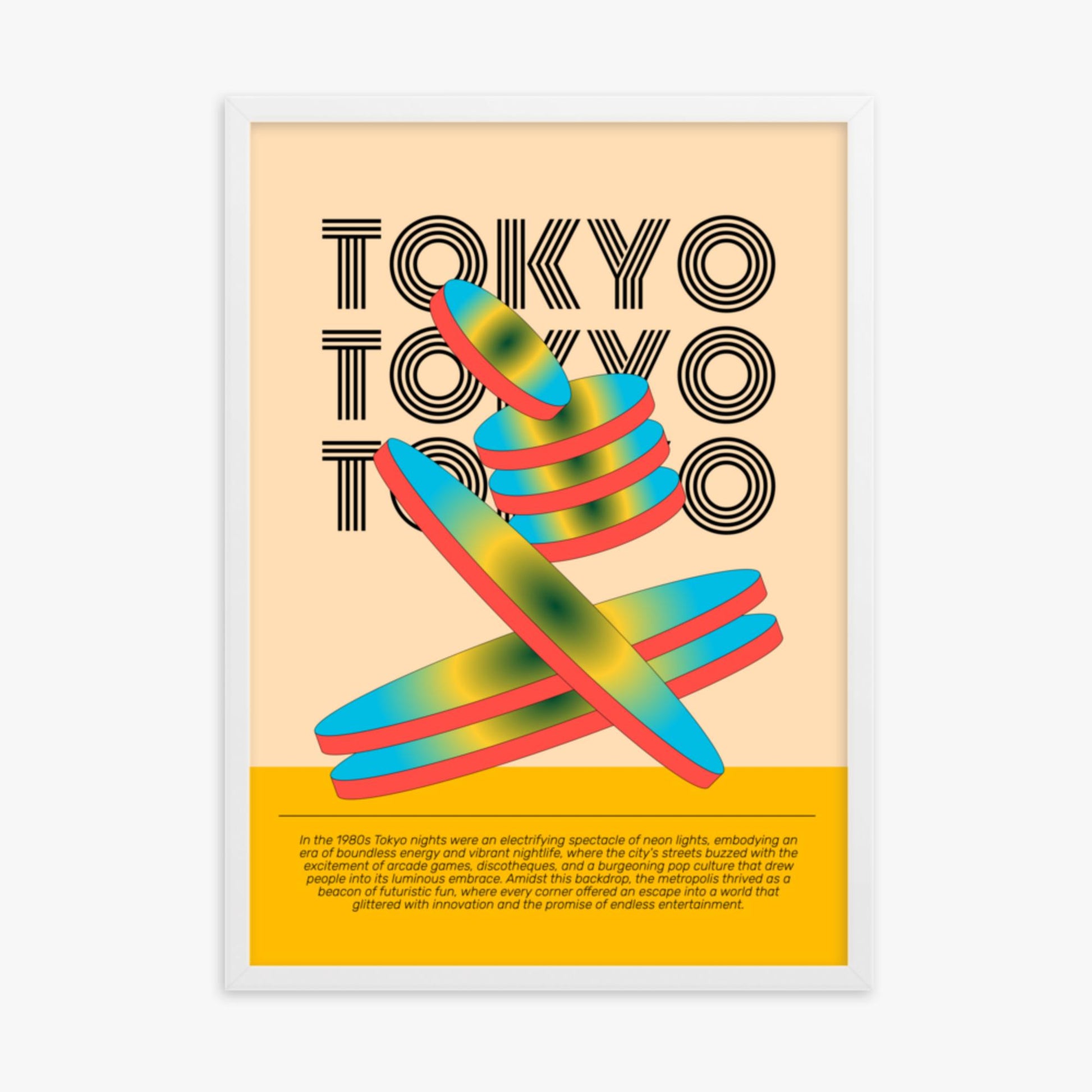 Modern illustration: Tokyo Neon 50x70 cm Poster With White Frame Frame