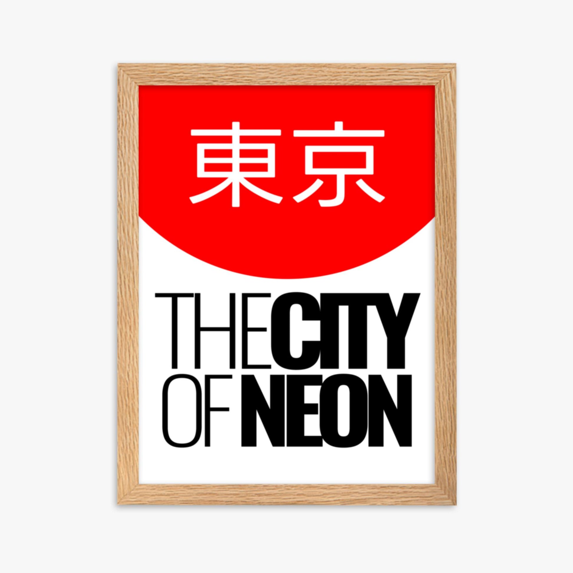 Modern illustration: The City of Neon 30x40 cm Poster With Oak Frame Frame