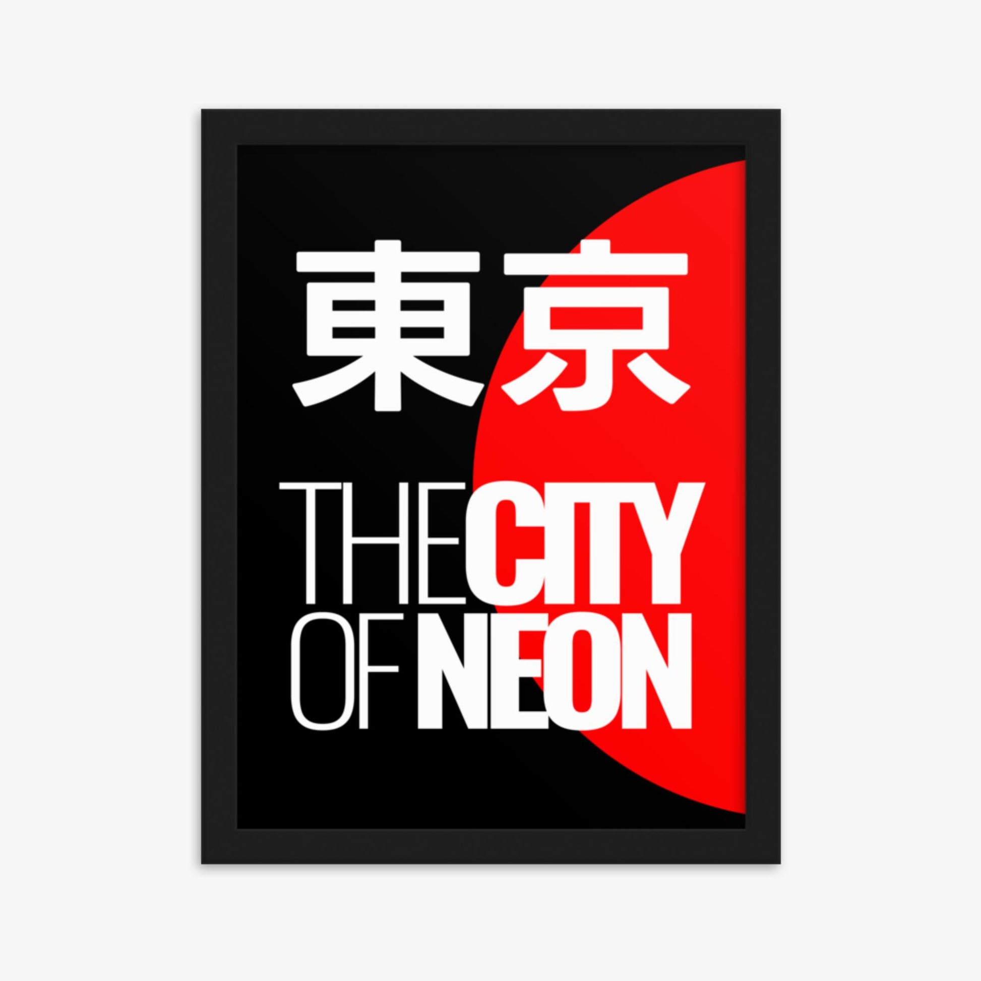 Modern illustration: Neon City 30x40 cm Poster With Black Frame Frame