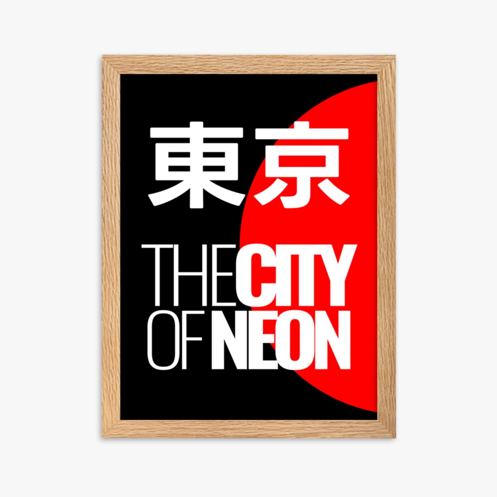 Modern illustration: Neon City 30x40 cm Poster With Oak Frame Frame