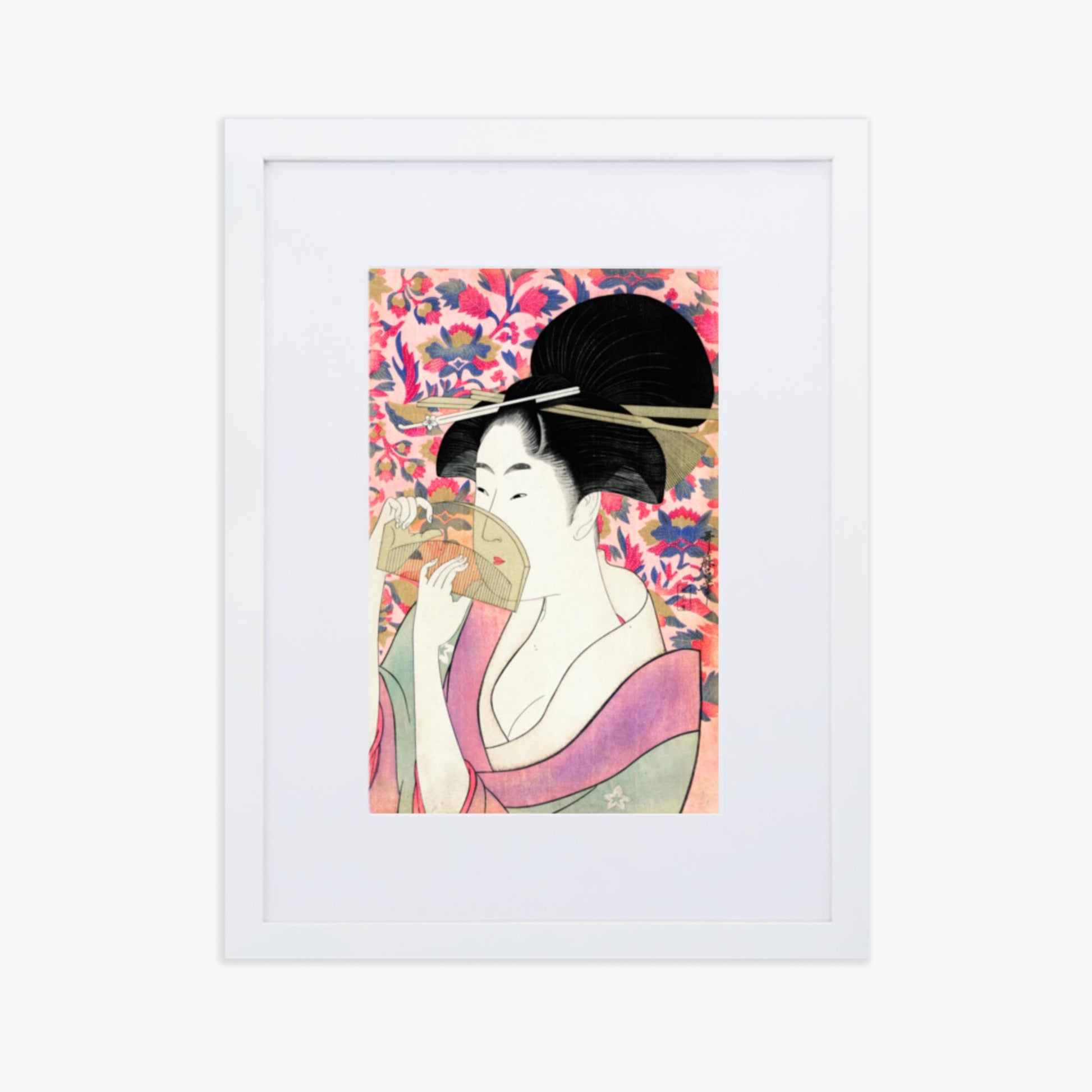 Utamaro Kitagawa - Kushi  30x40 cm Poster With White Frame