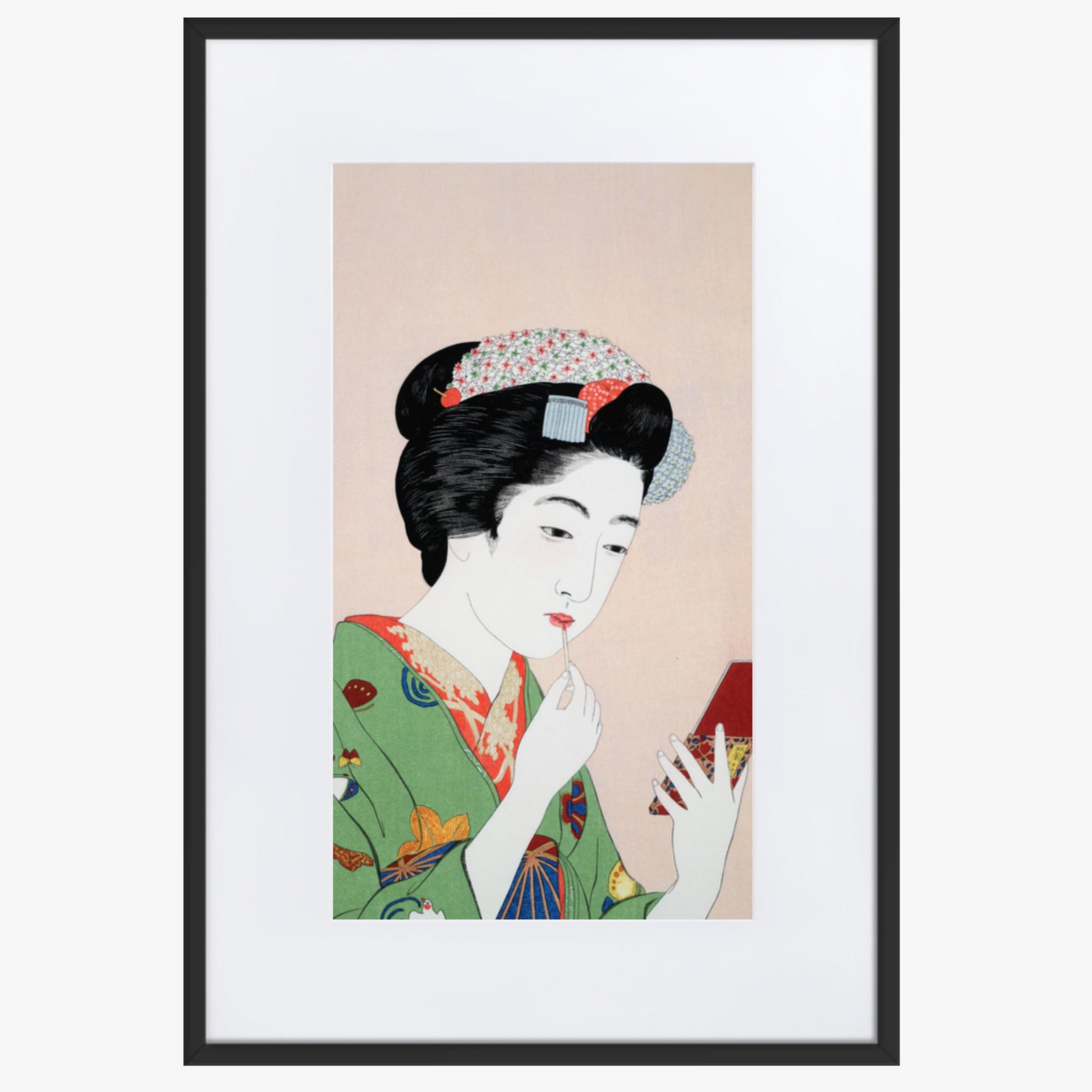 Goyō Hashiguchi - Woman Applying Rouge 61x91 cm Poster With Black Frame