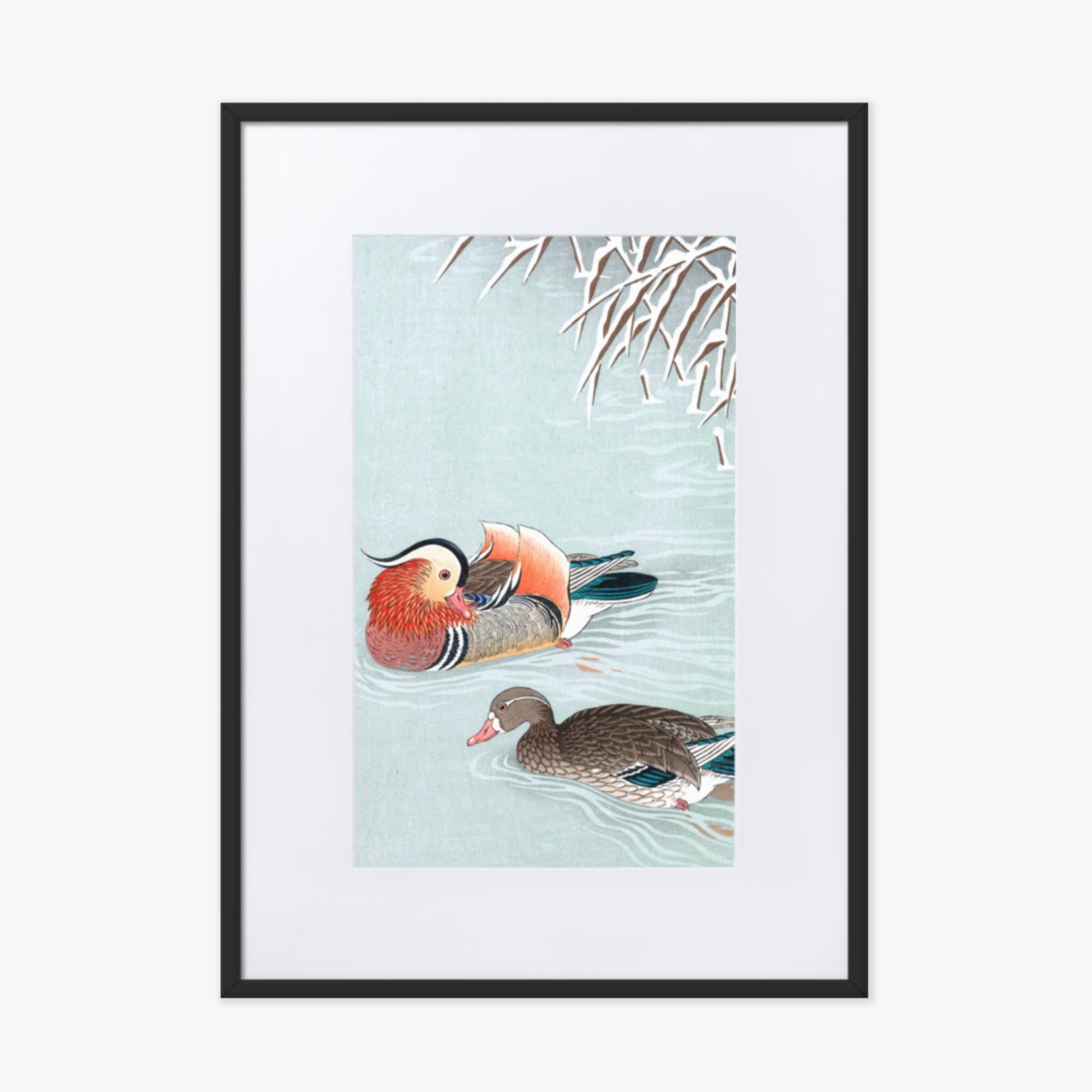 Ohara Koson - Mandarin Ducks 50x70 cm Poster With Black Frame