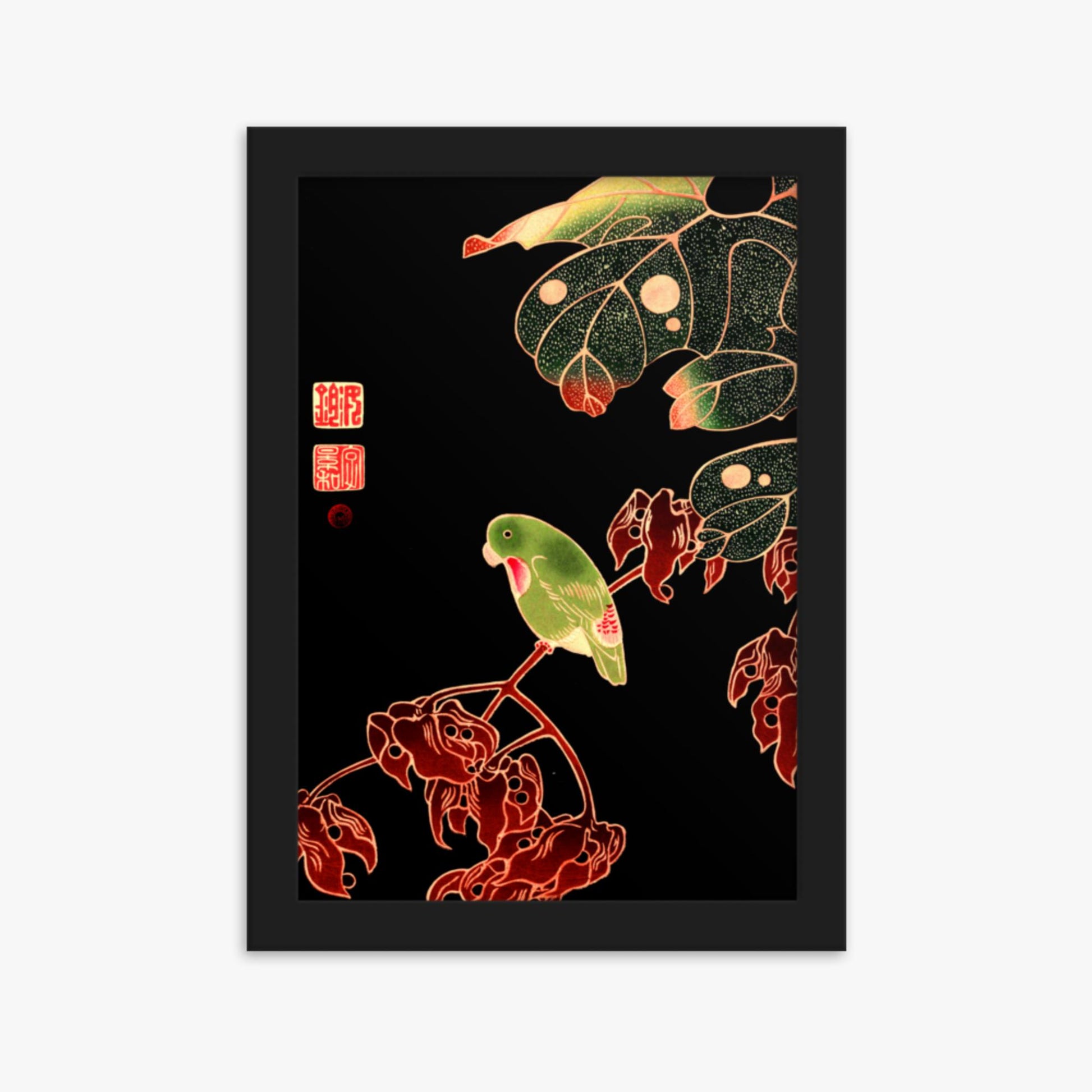 Ito Jakuchu - The Paroquet 21x30 cm Poster With Black Frame