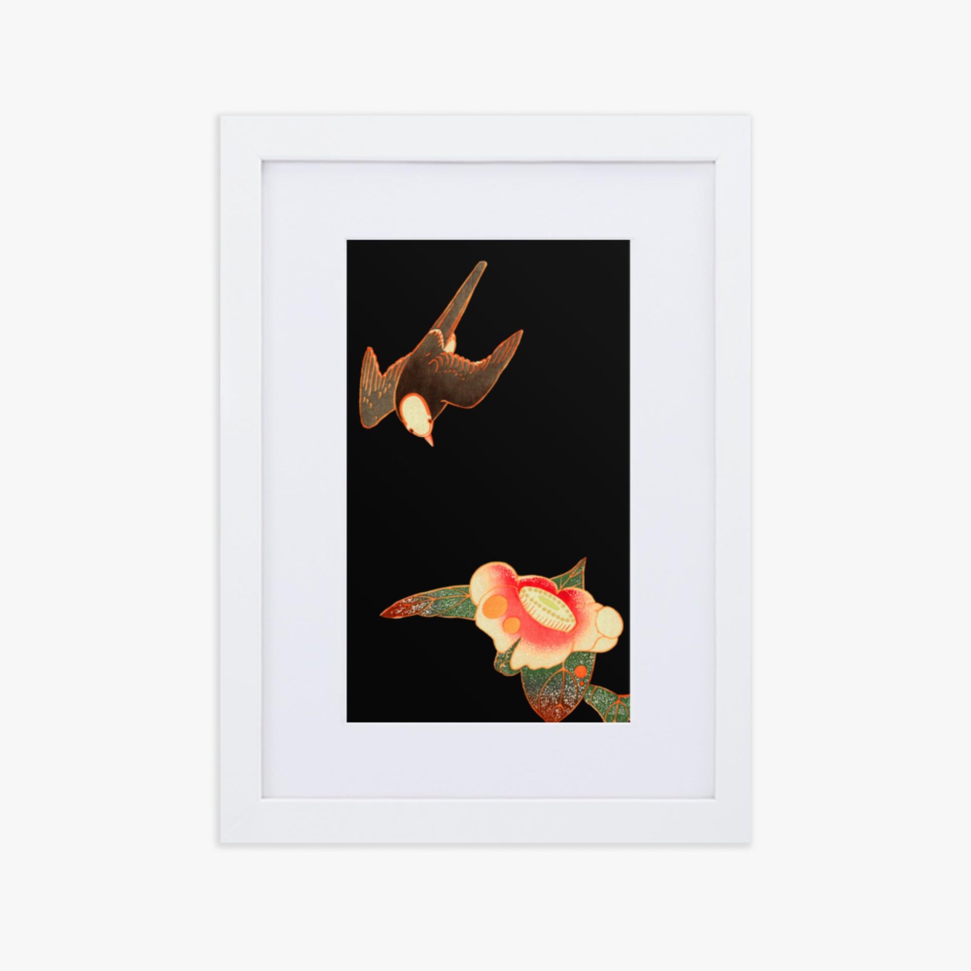 Ito Jakuchu - Swallow and Camellia 21x30 cm Poster With White Frame