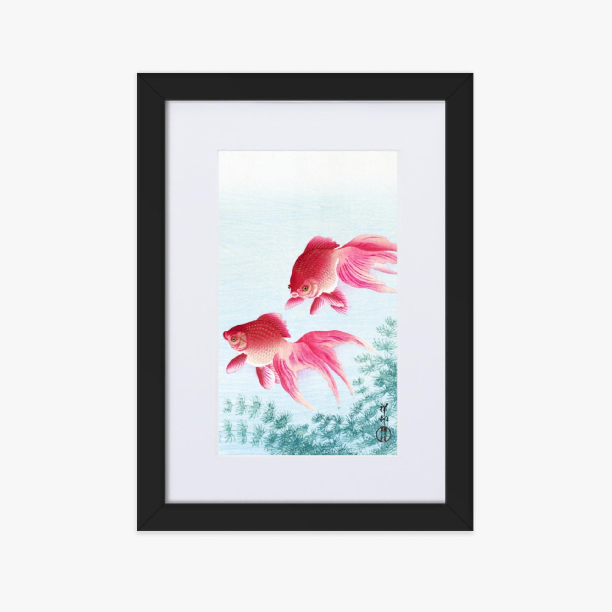 Ohara Koson - Two veil goldfish 21x30 cm Poster With Black Frame