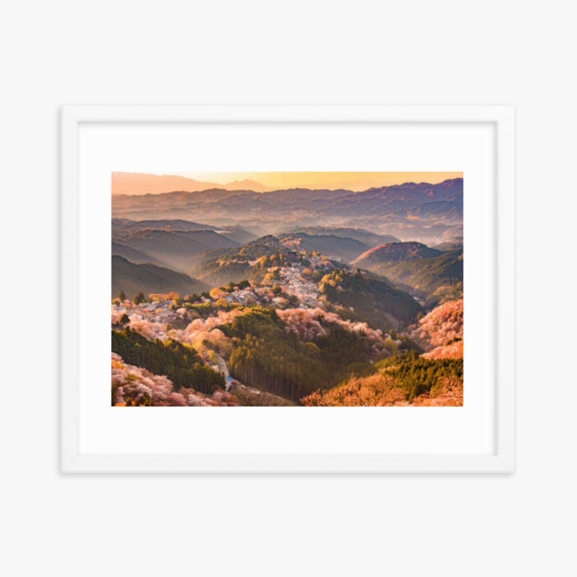 Yoshinoyama, Japan in Spring 16x20 in Poster With White Frame