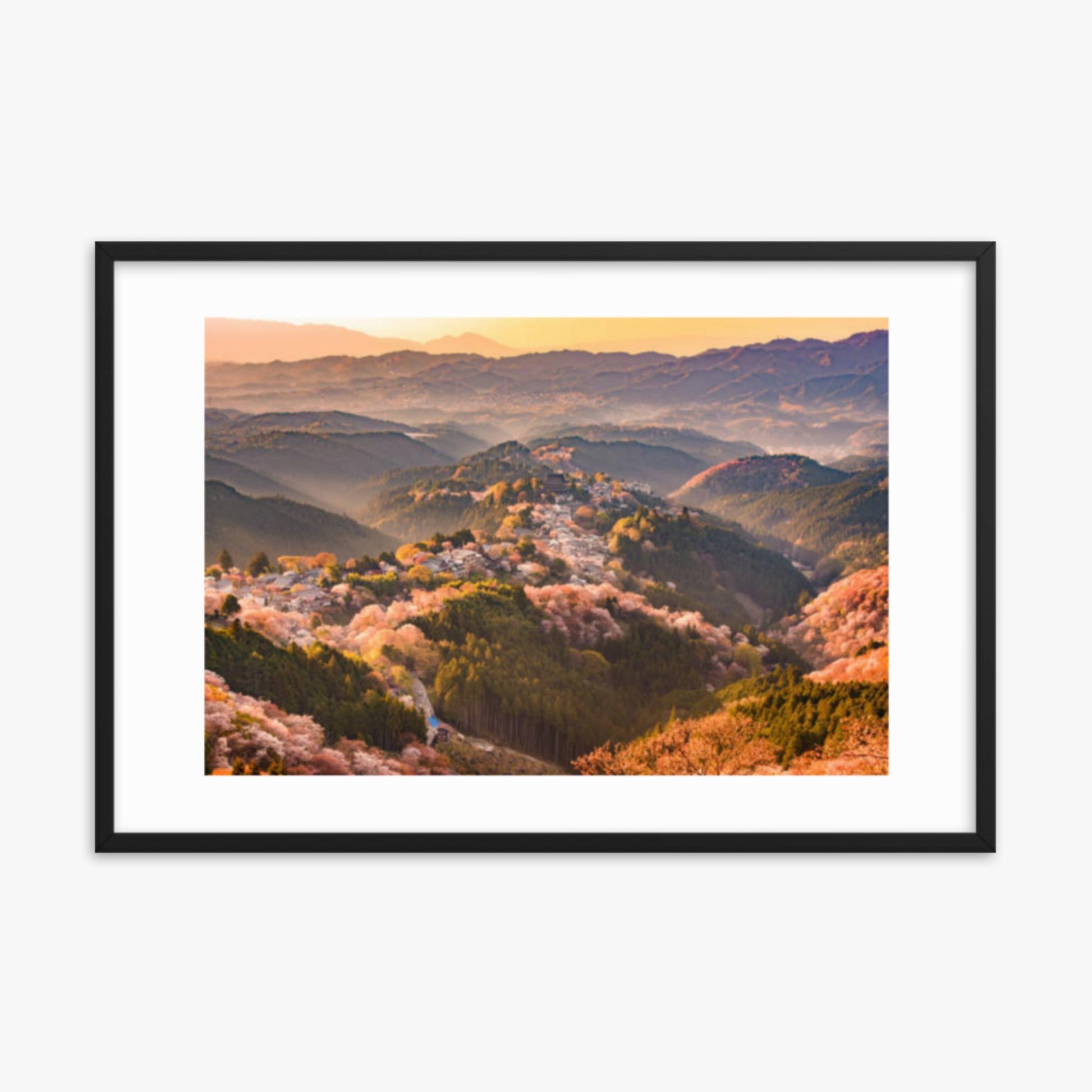 Yoshinoyama, Japan in Spring 24x36 in Poster With Black Frame