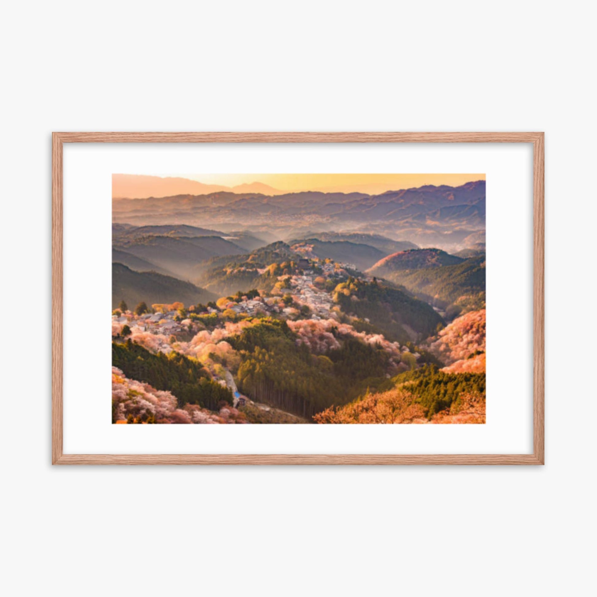 Yoshinoyama, Japan in Spring 24x36 in Poster With Oak Frame