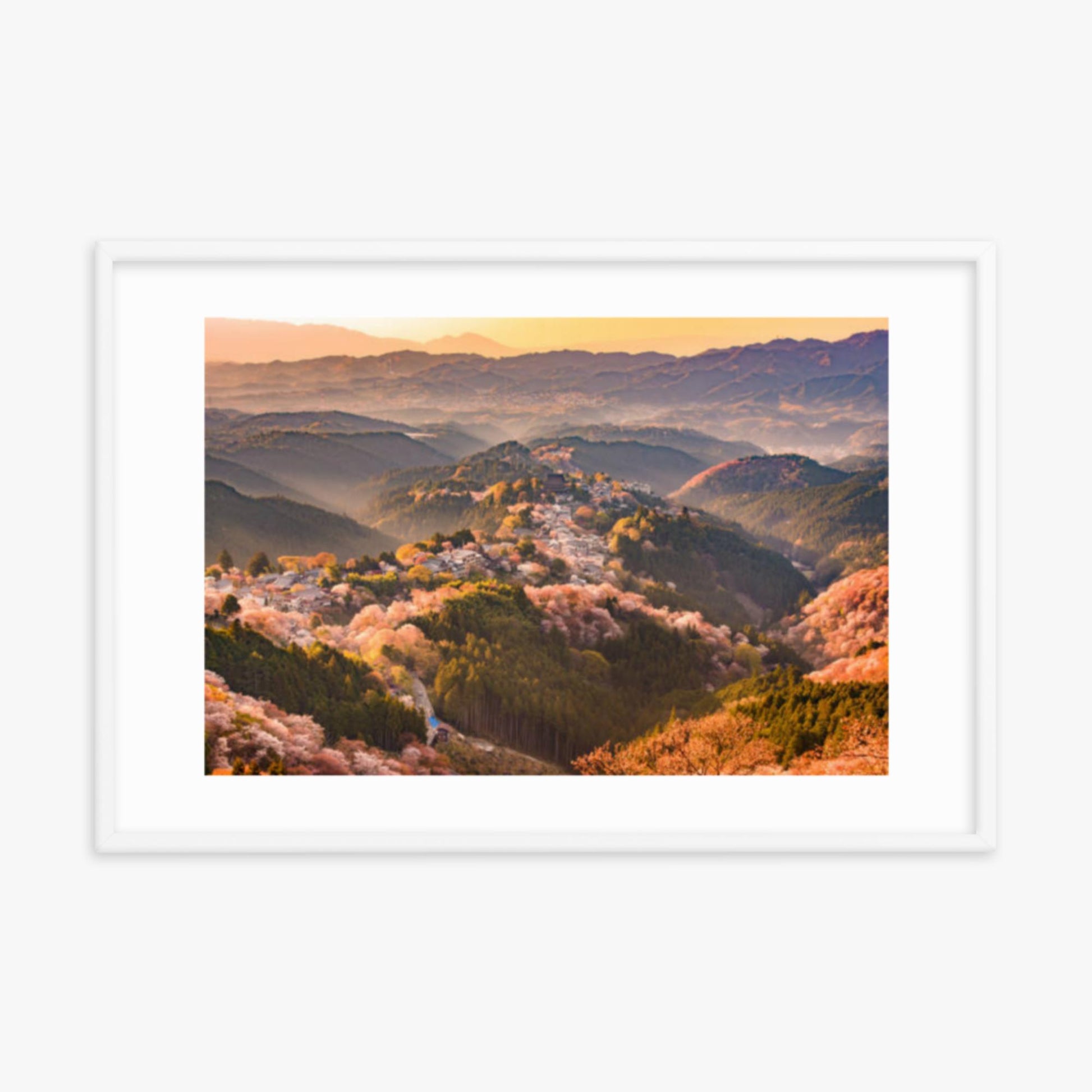 Yoshinoyama, Japan in Spring 24x36 in Poster With White Frame