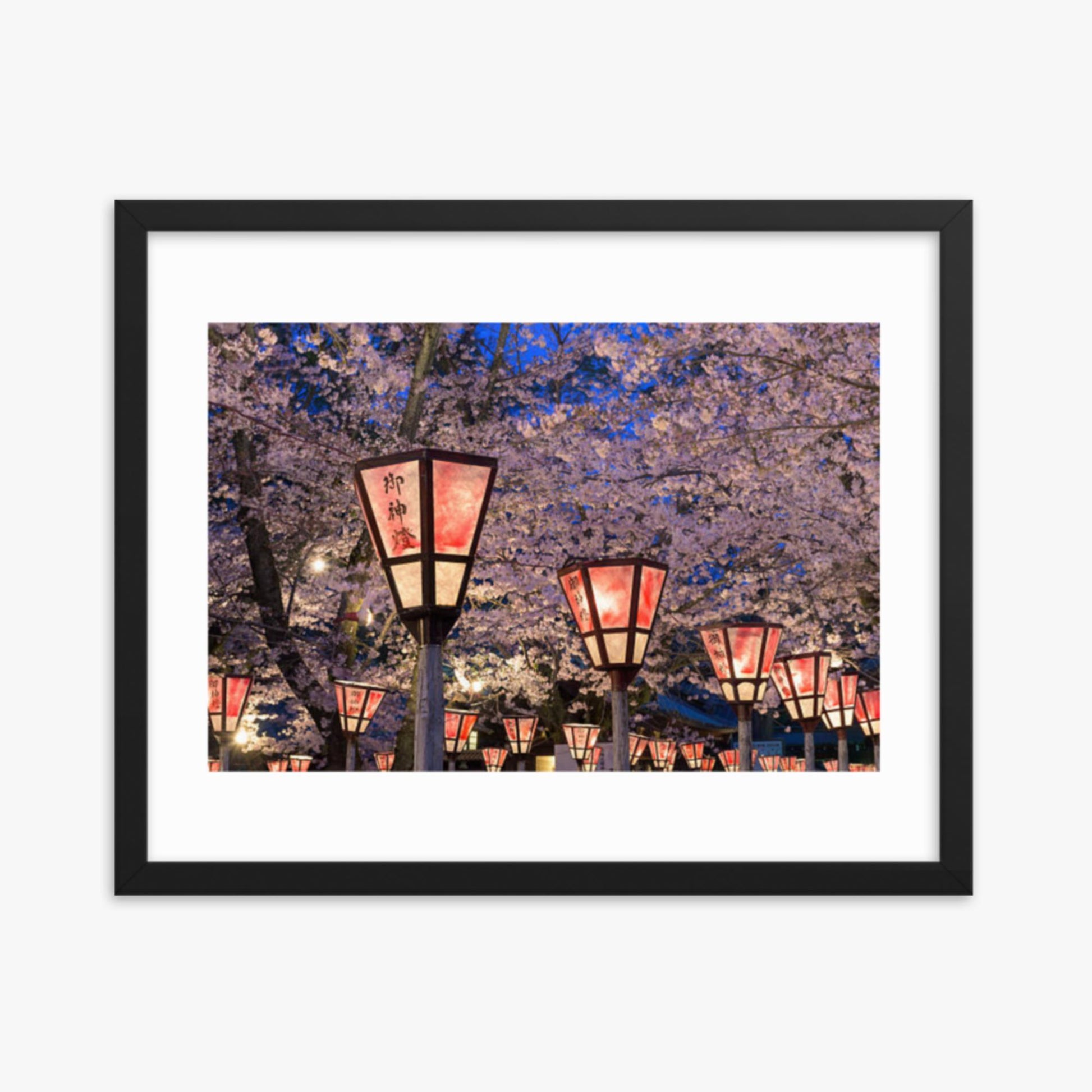 Lantern in Sakura Festival, Japan 16x20 in Poster With Black Frame