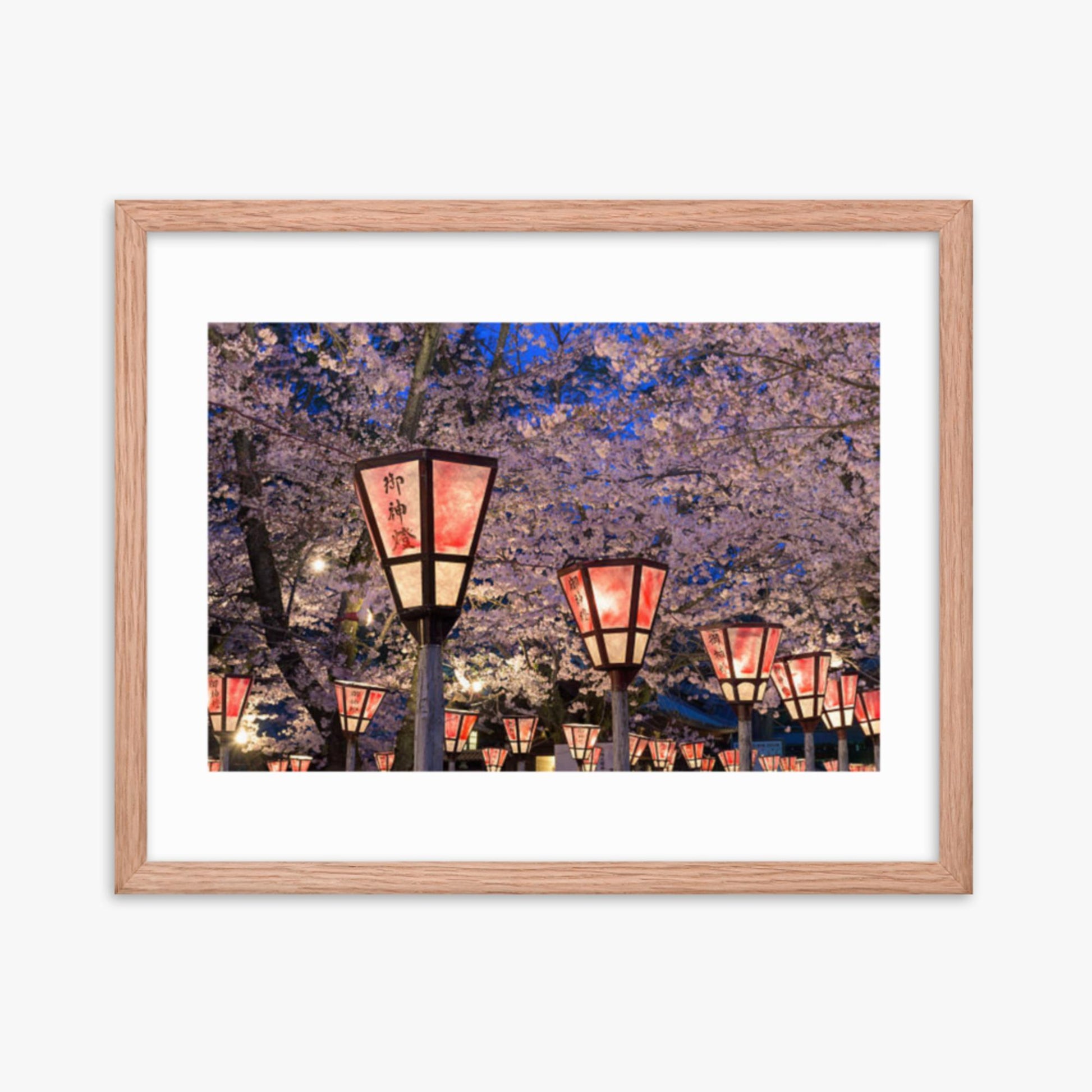 Lantern in Sakura Festival, Japan 16x20 in Poster With Oak Frame