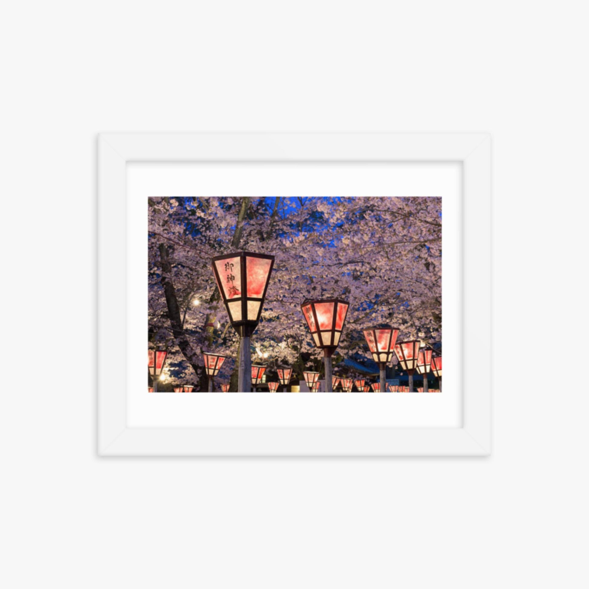 Lantern in Sakura Festival, Japan 8x10 in Poster With White Frame