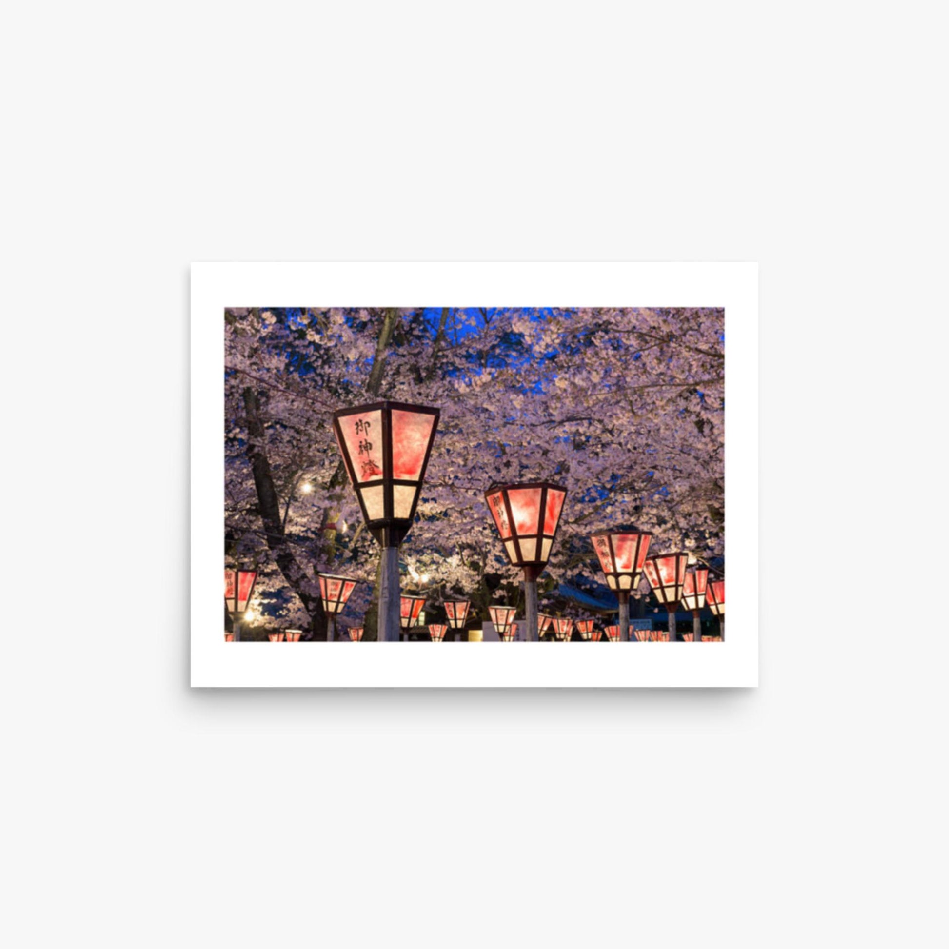 Lantern in Sakura Festival, Japan 12x16 in Poster