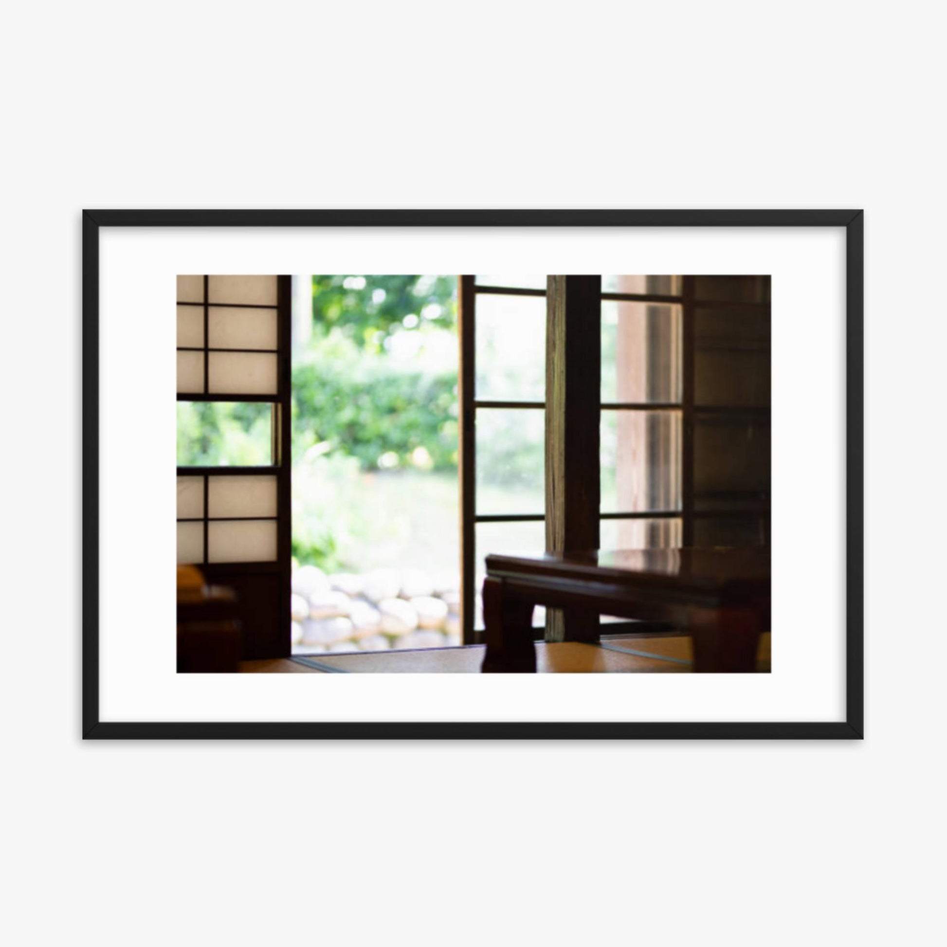 The edge and the garden seen from the Japanese room 24x36 in Poster With Black Frame