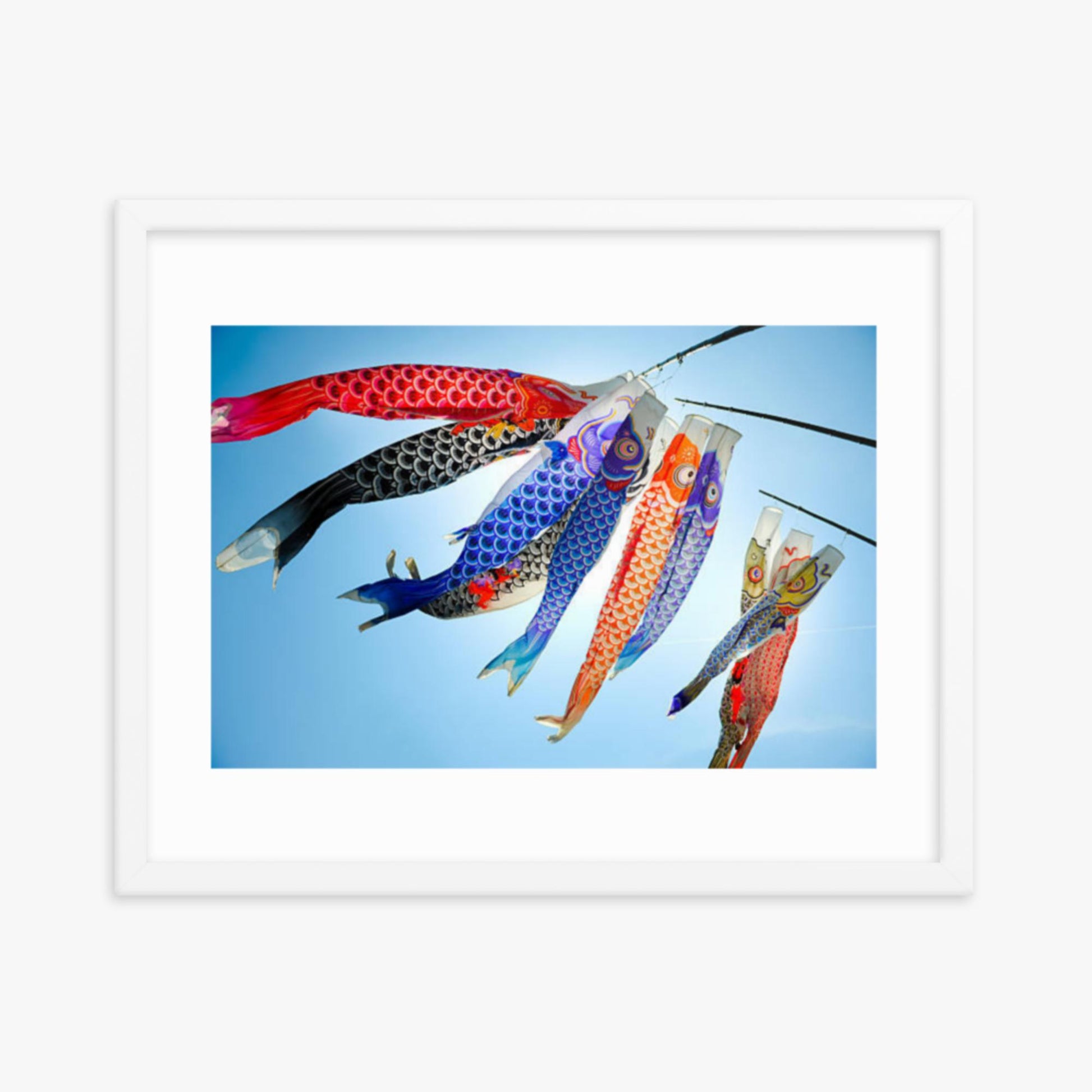 Koinobori 16x20 in Poster With White Frame