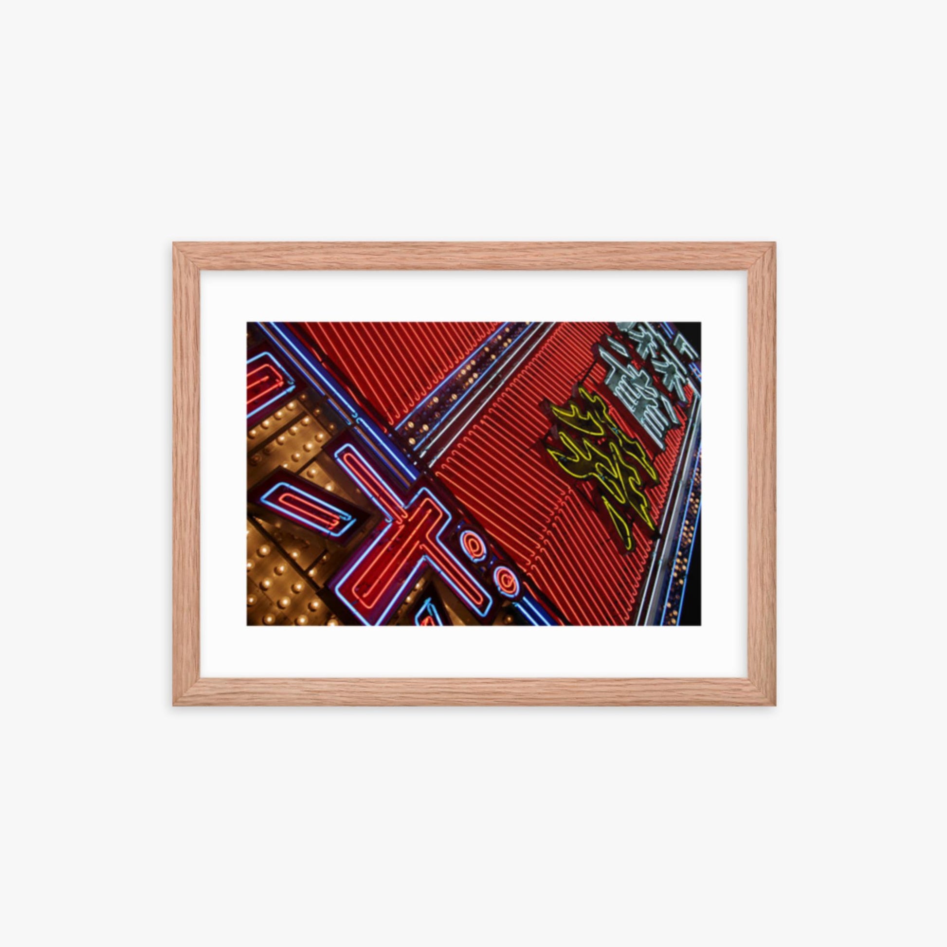 Japan Neon 12x16 in Poster With Oak Frame