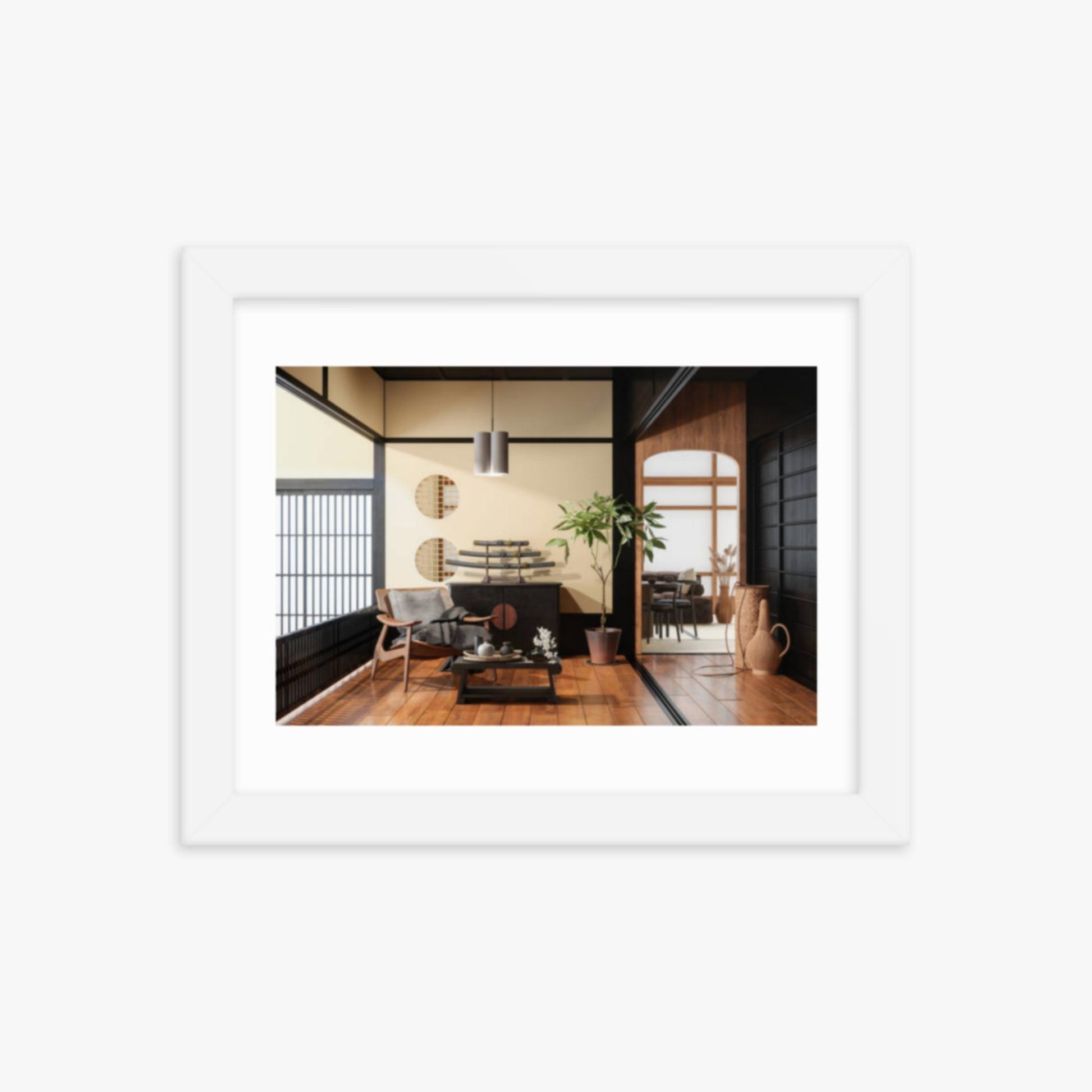 Japanese Style Living Room Interior 8x10 in Poster With White Frame