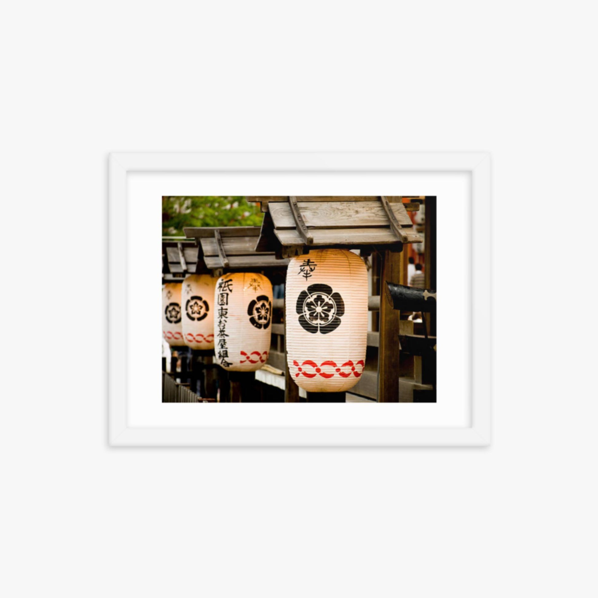 Japanese lanterns 12x16 in Poster With White Frame