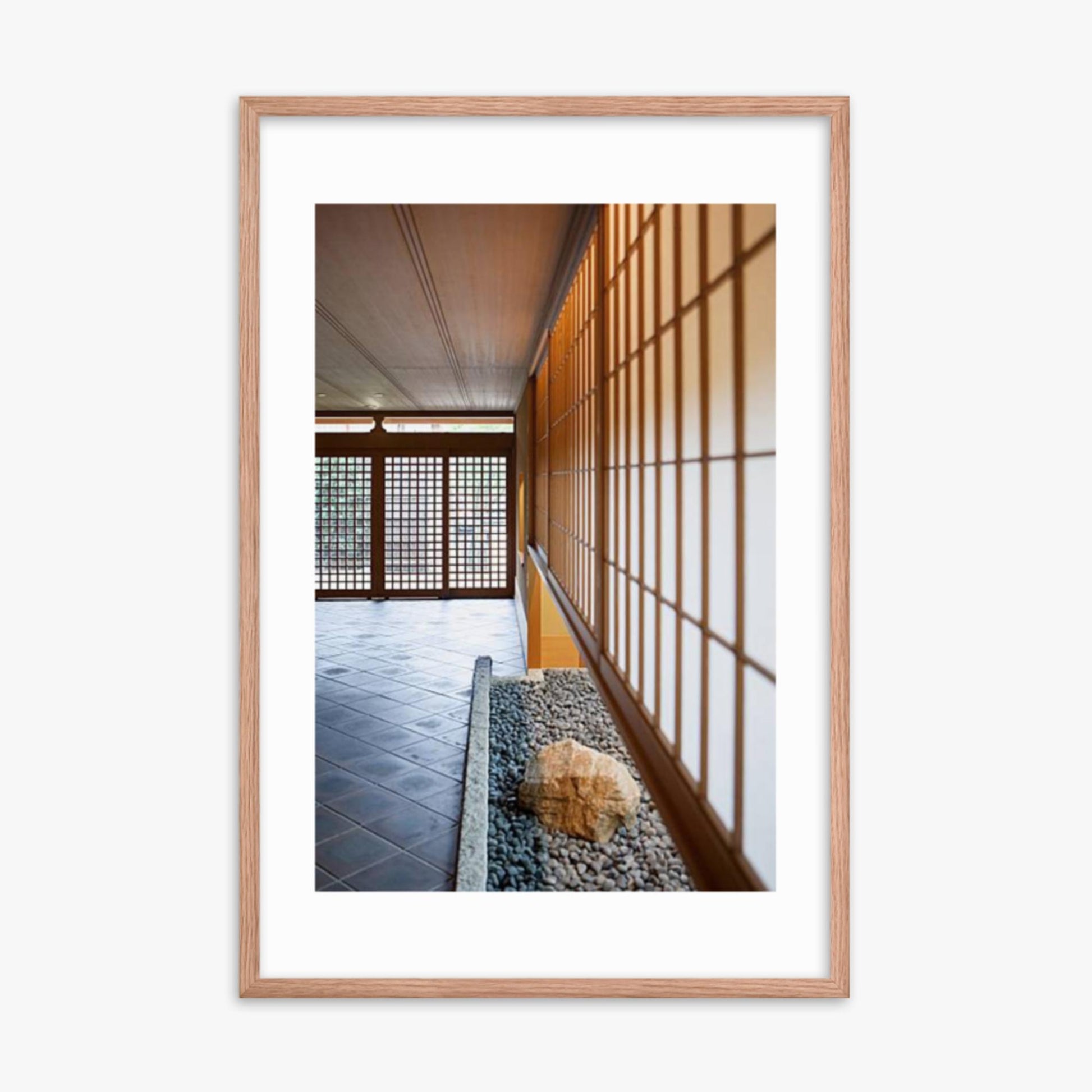 Japanese Inn 24x36 in Poster With Oak Frame