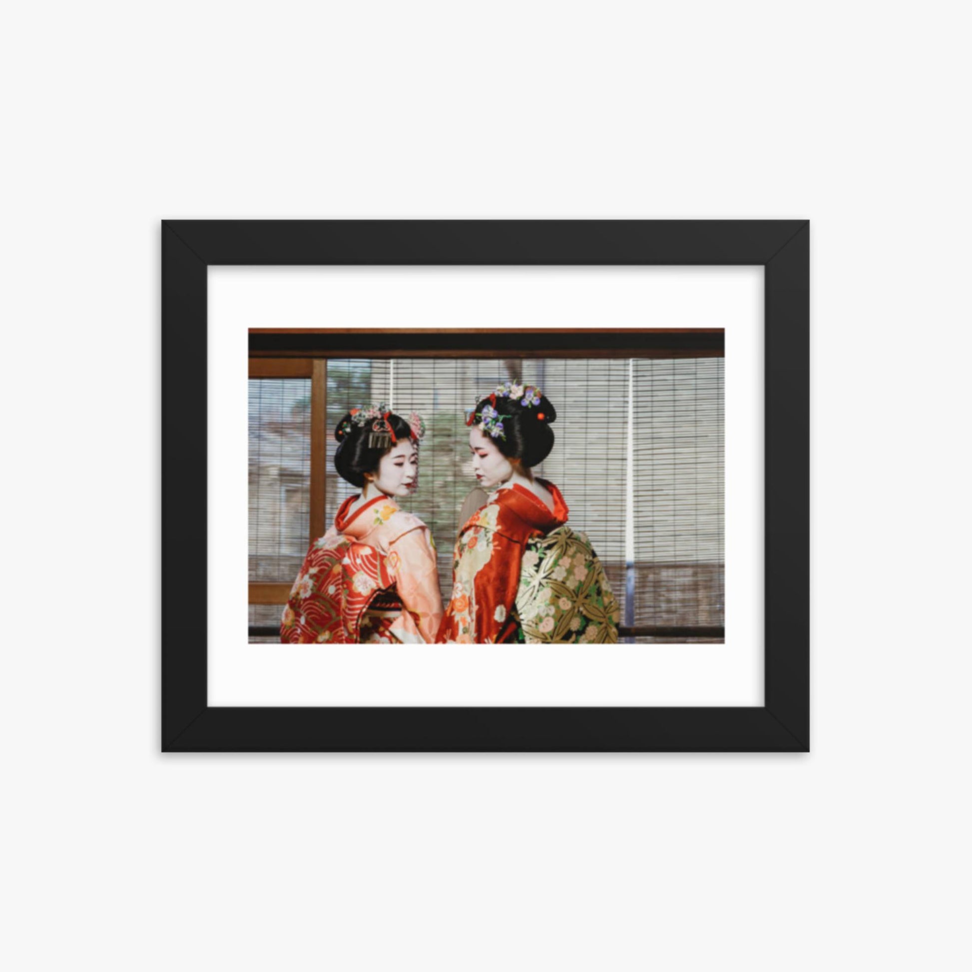 Maiko Women Together in Kyoto 8x10 in Poster With Black Frame