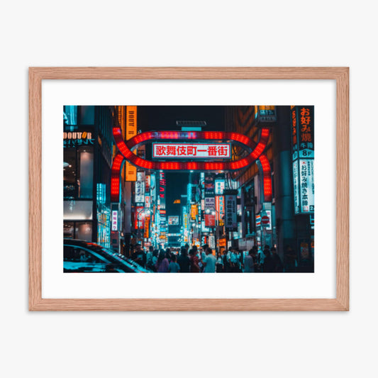 Kabukicho, Shinjuku at night 18x24 in Poster With Oak Frame