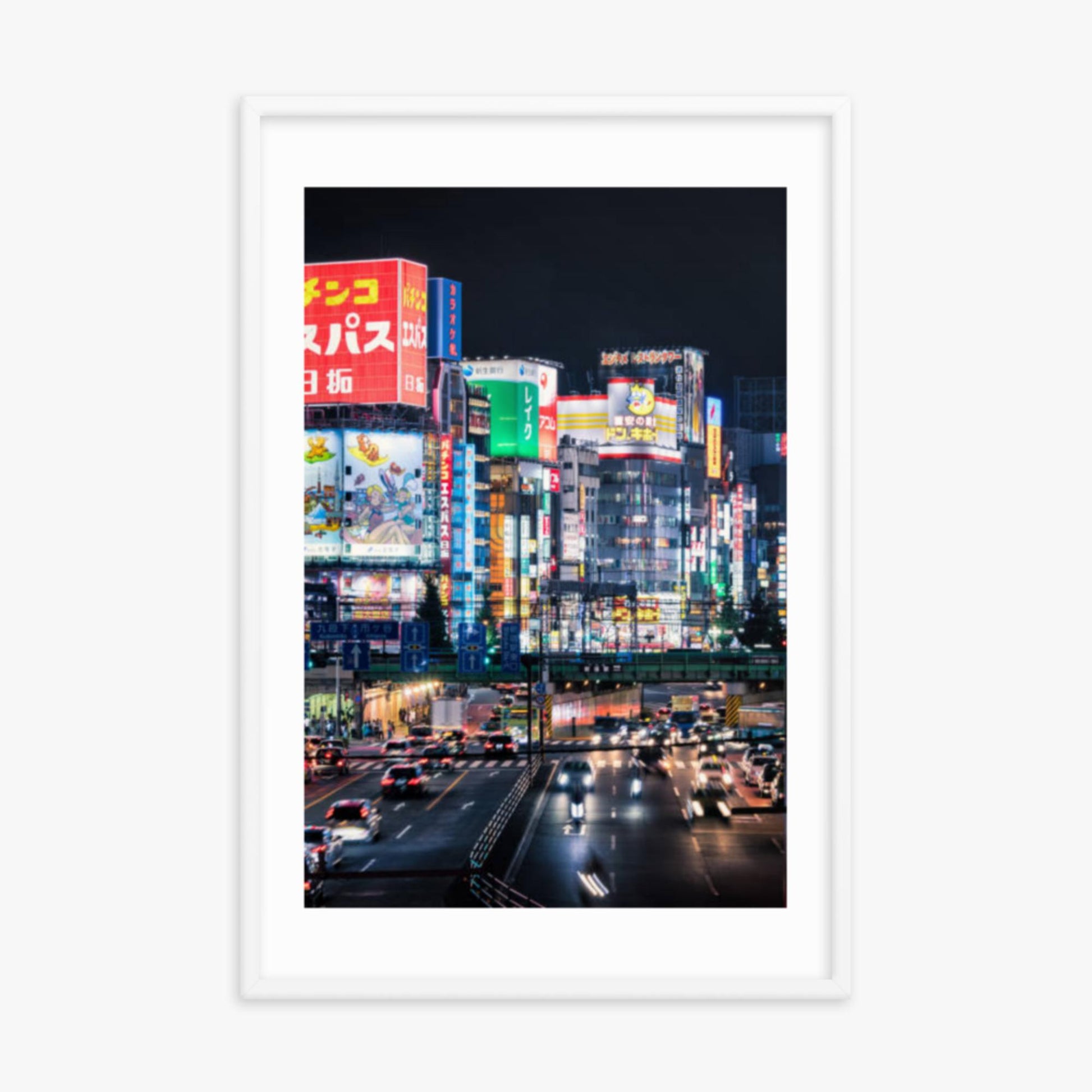 Shinjuku Streets at Night 24x36 in Poster With White Frame