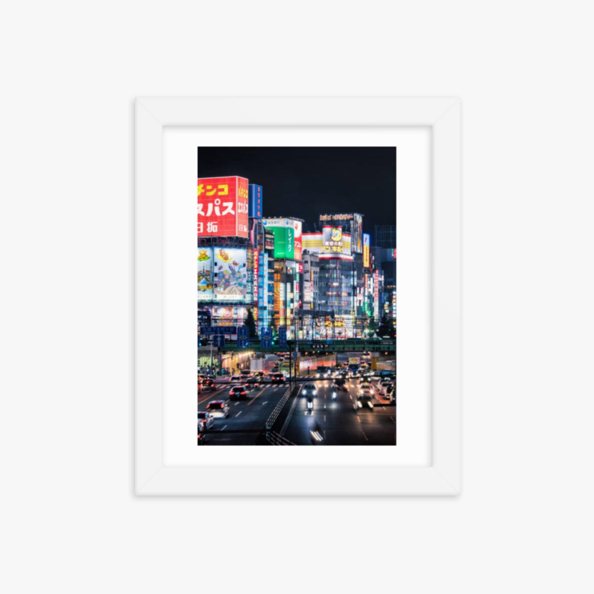 Shinjuku Streets at Night 8x10 in Poster With White Frame