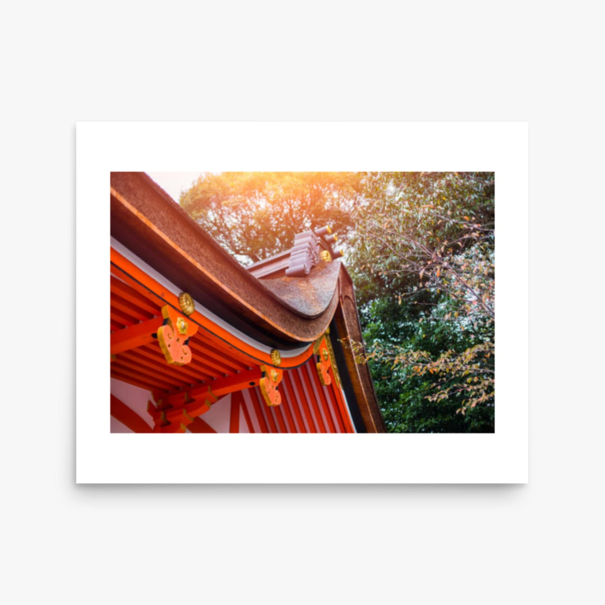 Japan style shrine red rood temple closeup 16x20 in Poster