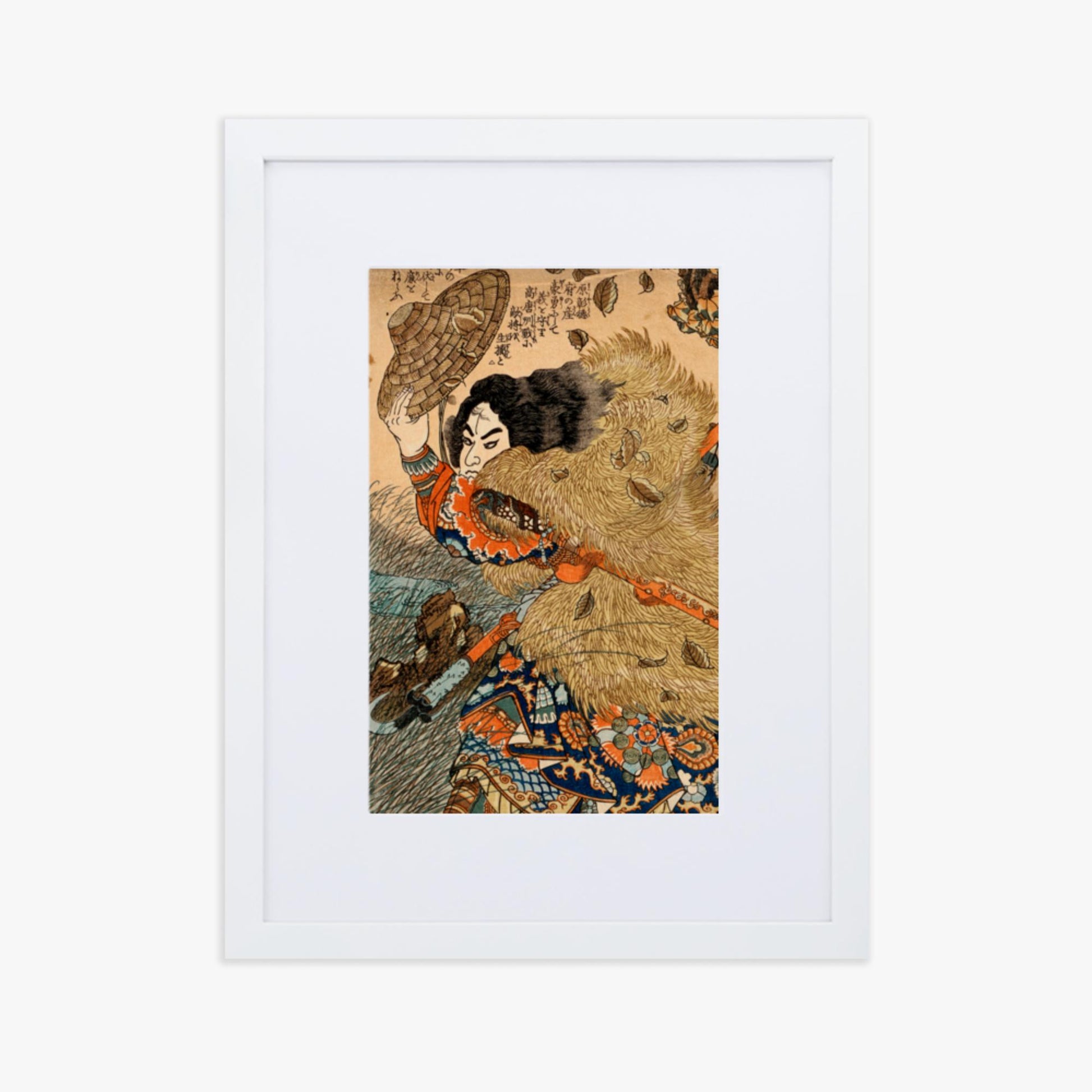 Utagawa Kuniyoshi - Kinhyoshi Yorin, Hero of the Suikoden 30x40 cm Poster With White Frame